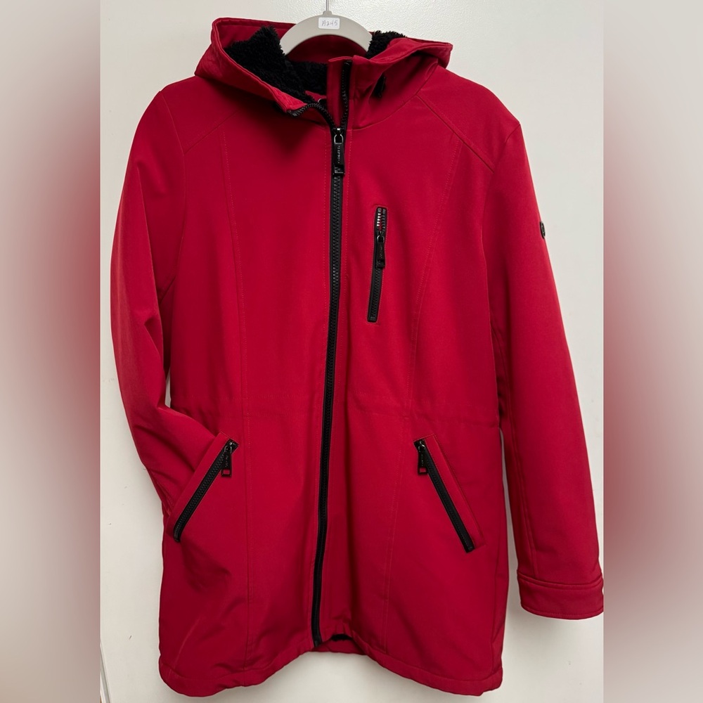 Calvin Klein Womens Medium Red All Weather Winter Ski Coat with Hood